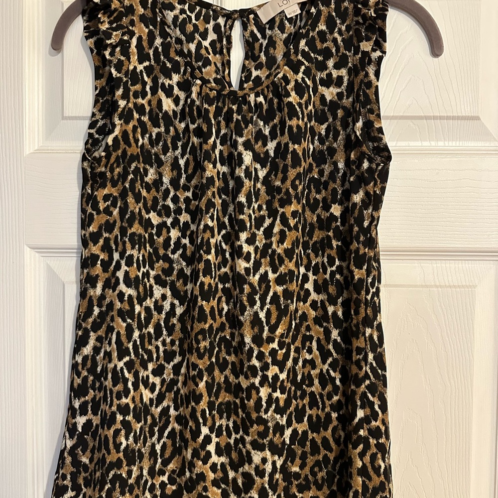 LOFT Animal Print Sleeveless Blouse